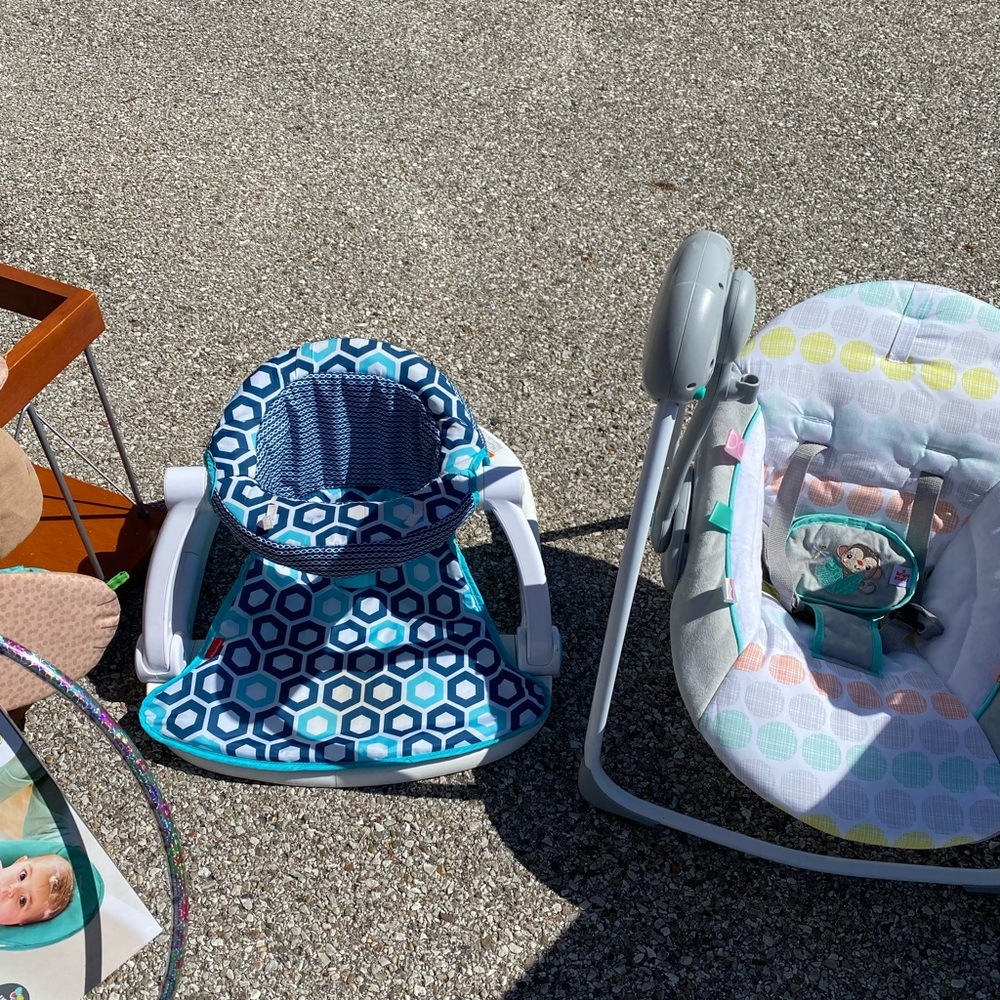 Sit me up and a baby swing